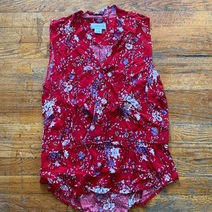 Liz Claiborne Red with floral tank peplum top size large